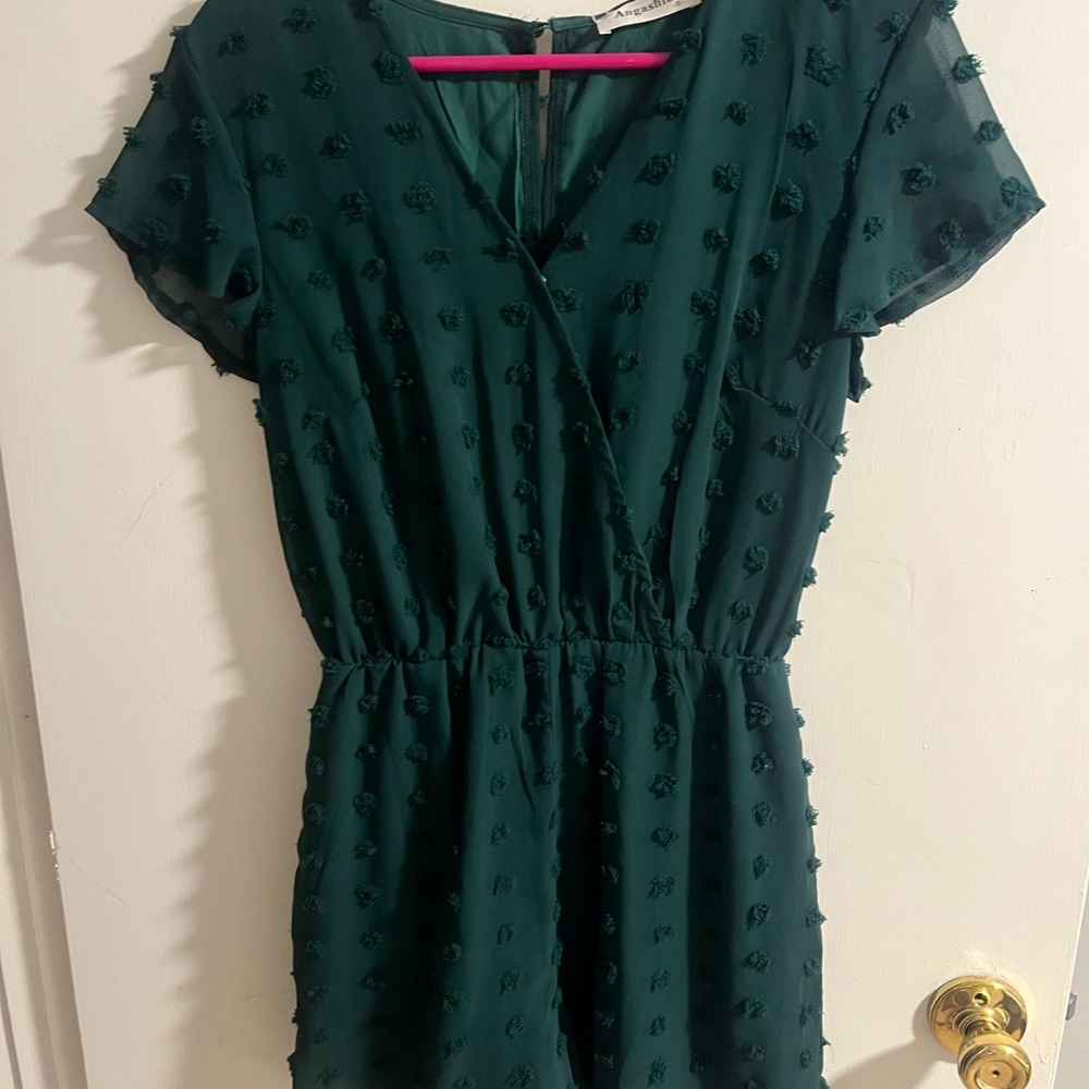 NWT Dark Green Textured Romper